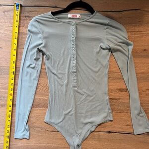 BAYSE Black Long Sleeve Sage Bodysuit Stretch Lounge  119